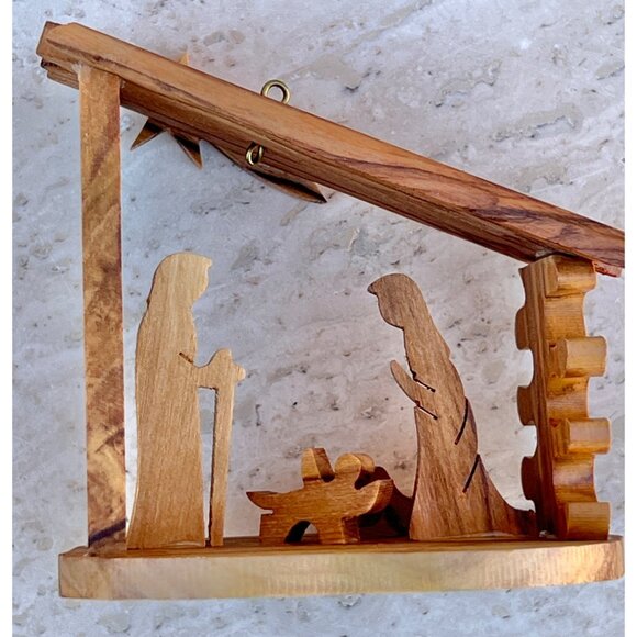 Handcrafted Olive Wood Nativity Scene Baby Jesus Mary Joseph Sheep NOB Gift - Picture 4 of 11